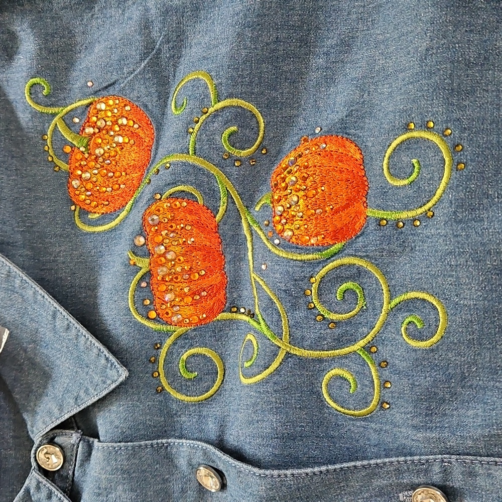 NWT Quacker Factory Fall Sparkiling Pumpkin Top, Tunic Size 3X - Picture 3 of 13
